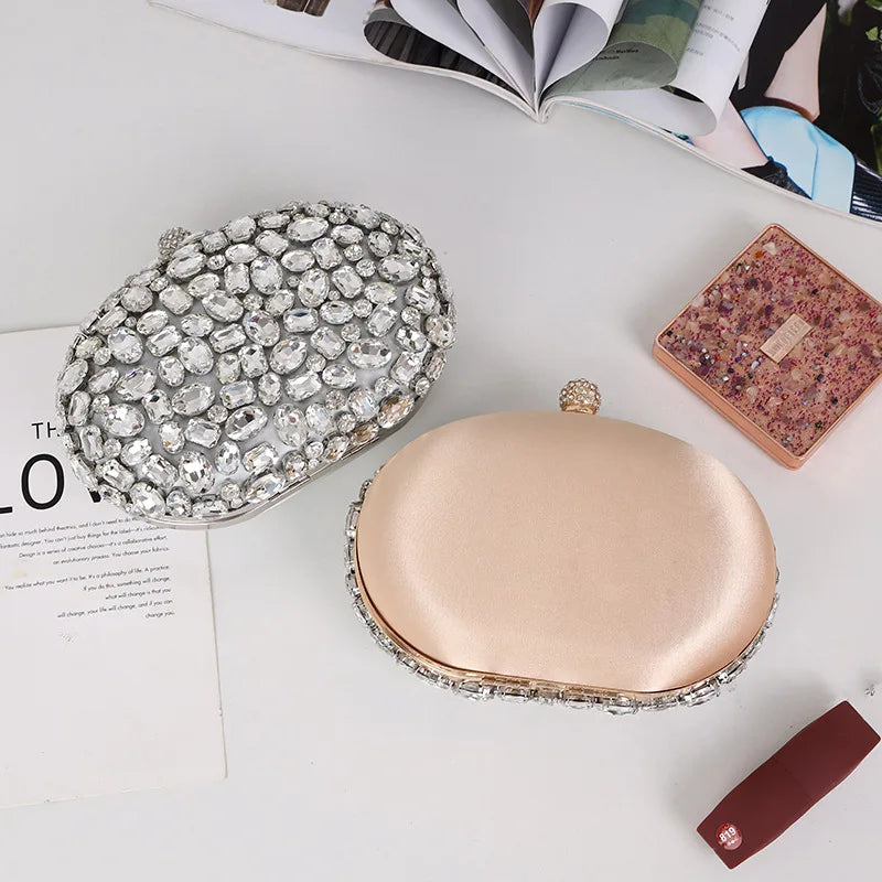 Luxury Crystal Silver Diamond Evening Bag
