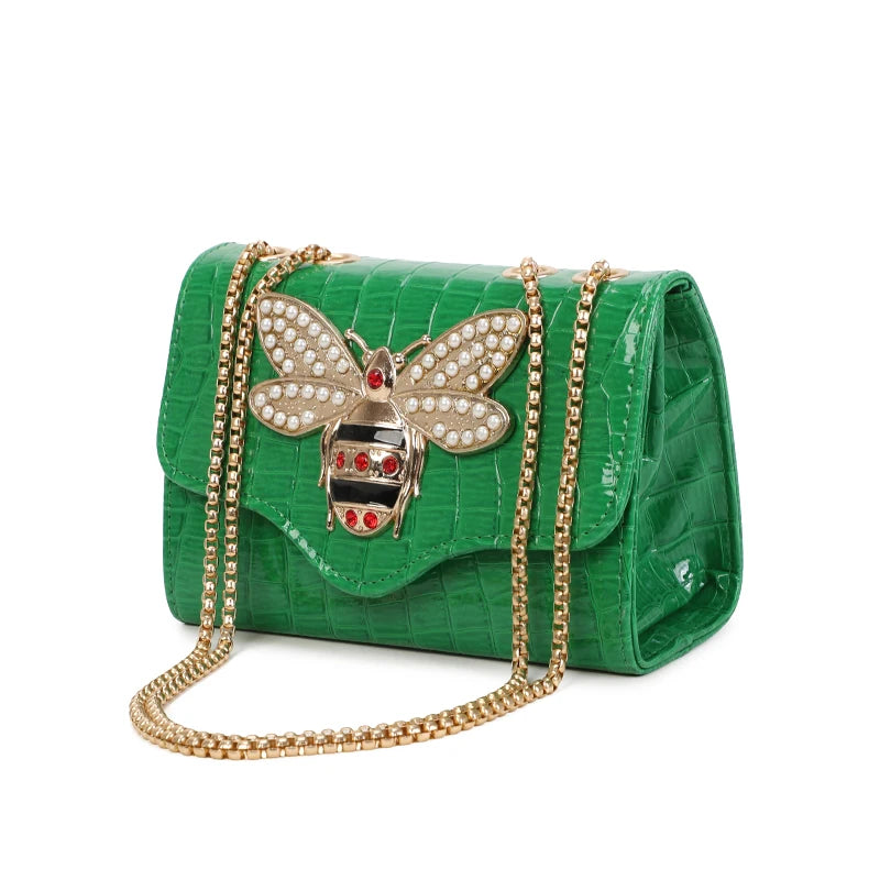 Butterfly Crocodile Print Designer Purse