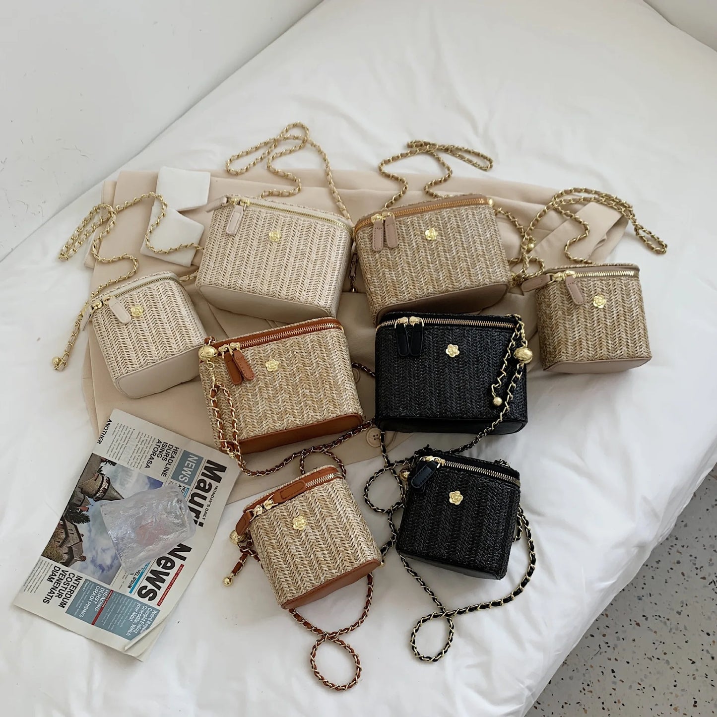 Kolorful Mini Straw Weave Summer Bag