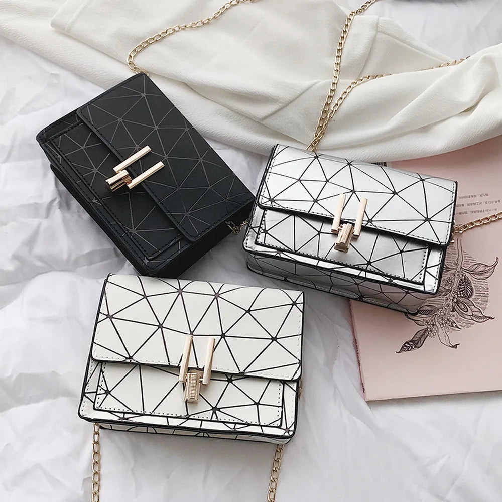 Designer Triangle Pattern Crossbody Purse