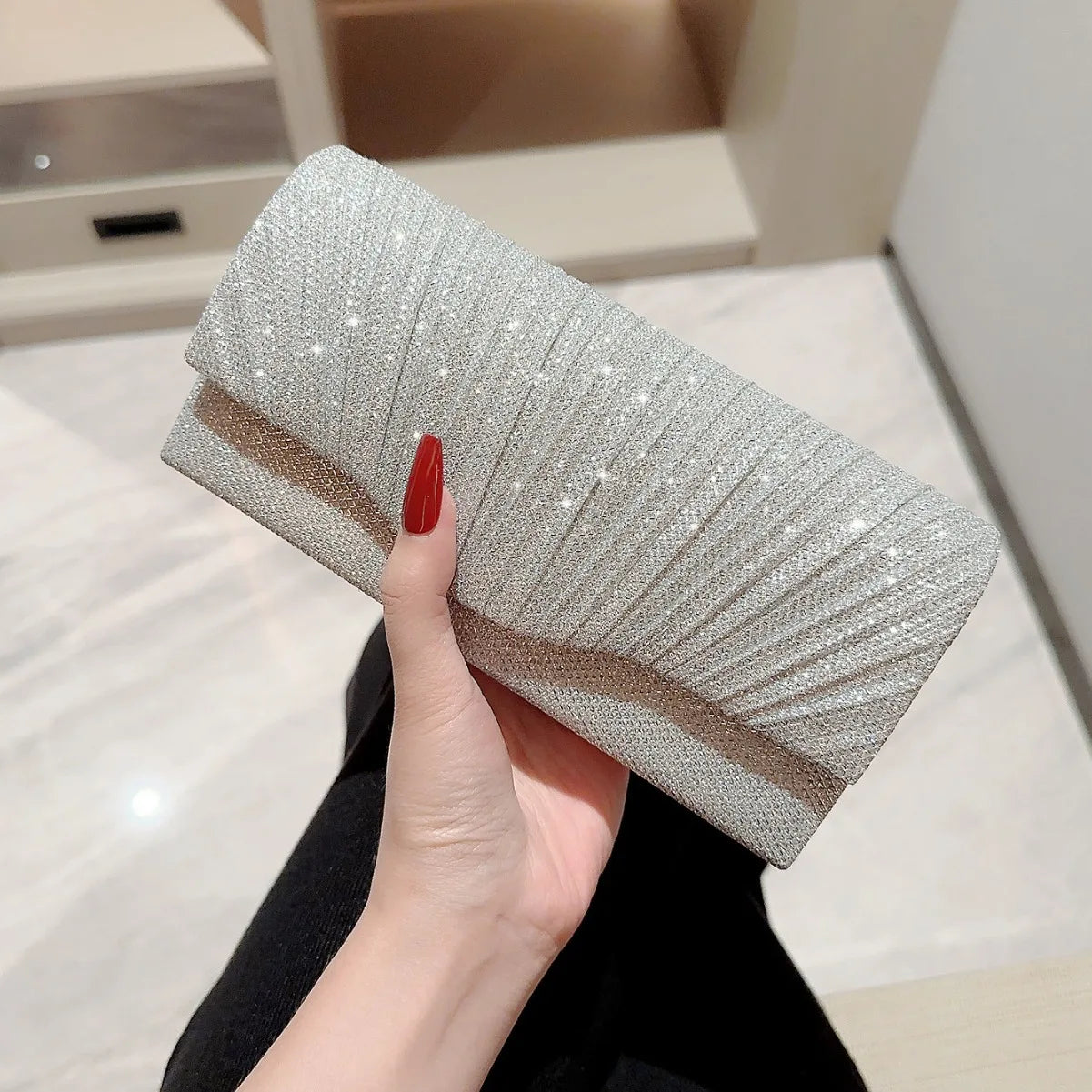 Beautiful Elegant Silver or Gold Clutch Bag