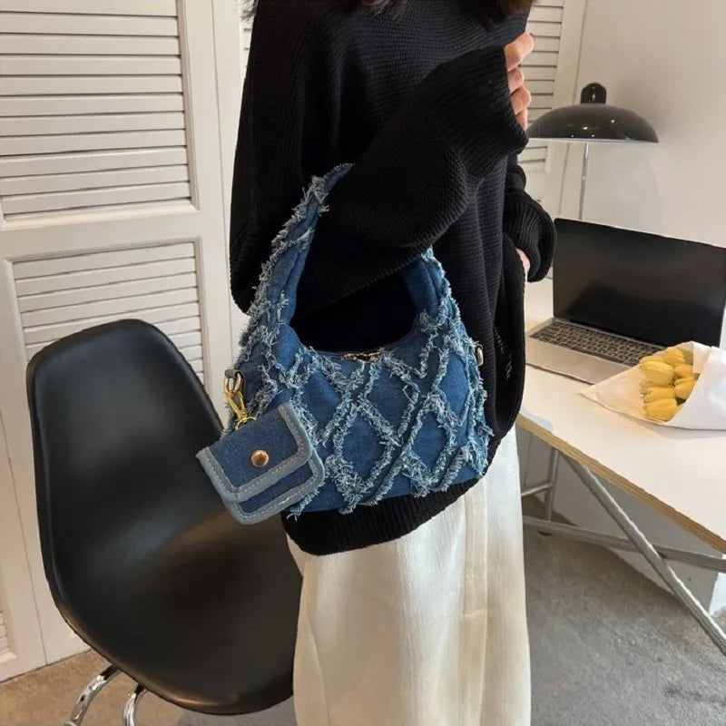 Small Denim Designer Hobo Bagz