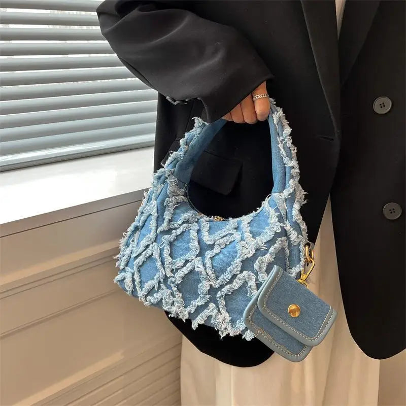 Small Denim Designer Hobo Bagz