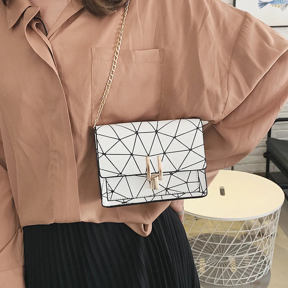 Designer Triangle Pattern Crossbody Purse