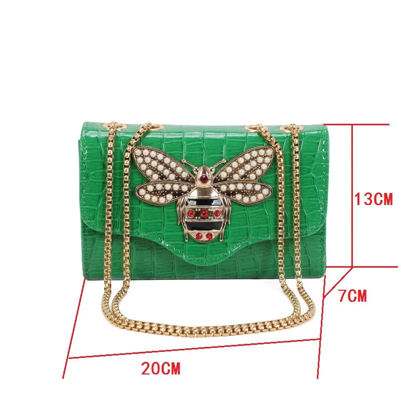 Butterfly Crocodile Print Designer Purse