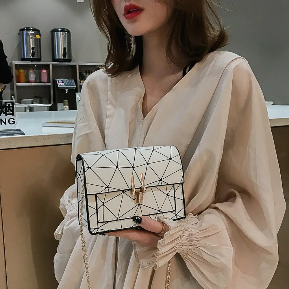 Designer Triangle Pattern Crossbody Purse