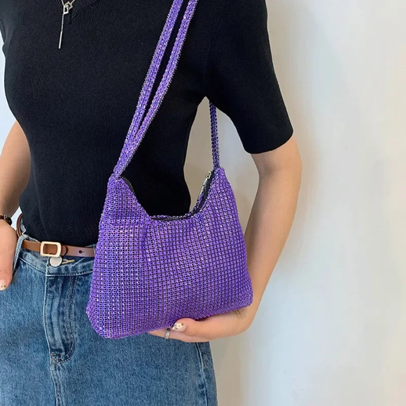 Purple Multi Kolor Sparkly Chain Strap Purse
