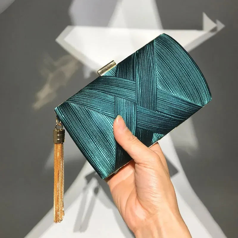 Kolorful Formal Clutch Purses with a Gold Tassel
