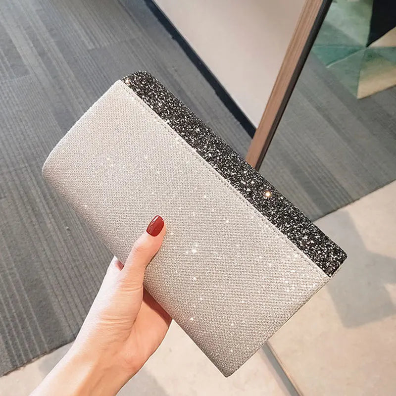 Glittery Black and White Formal Clutch Purse