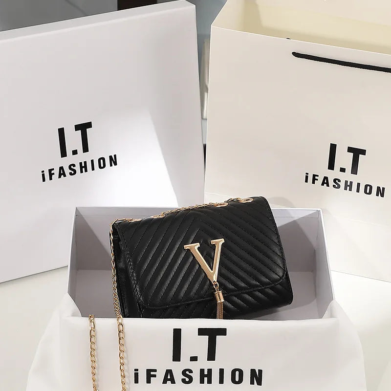 Kolorful V Small Crossbody Designer Chain Strap Bagz