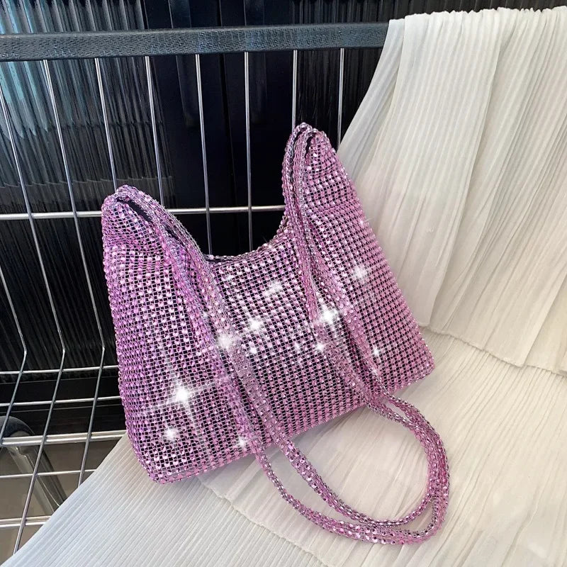 Purple Multi Kolor Sparkly Chain Strap Purse