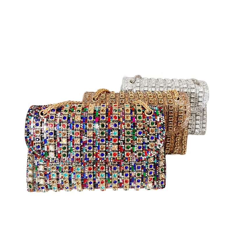 Multi-Kolor Rhinestone Clutch Party Purse