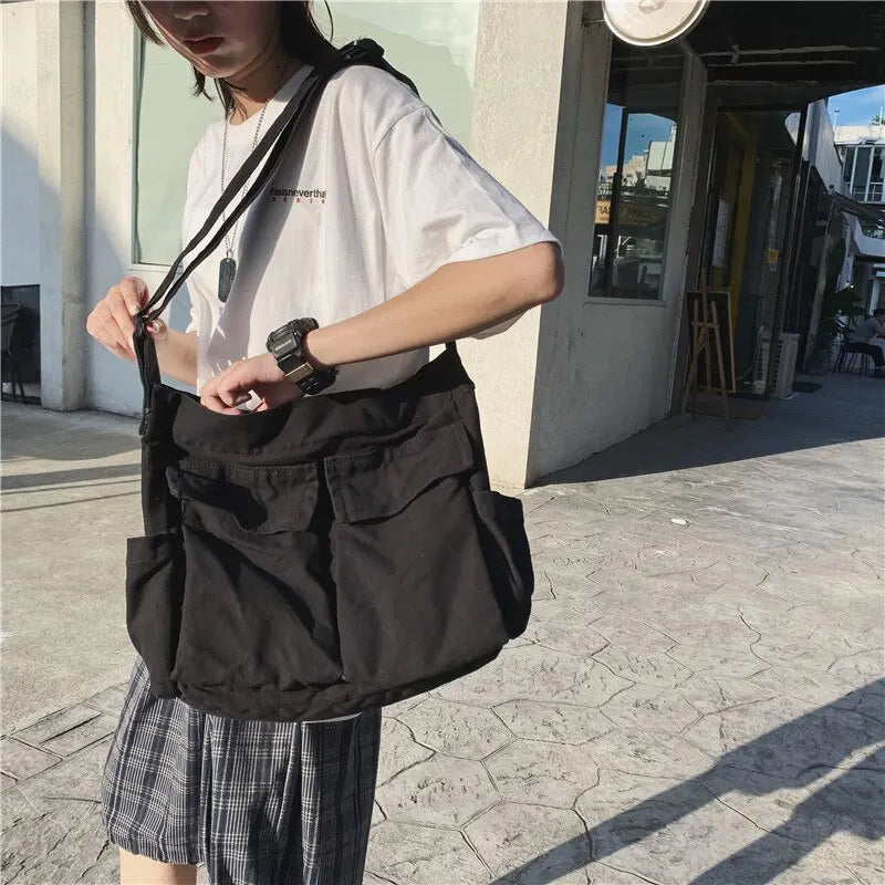 Kolorful Oversized Canvas Crossbody Tote Bagz