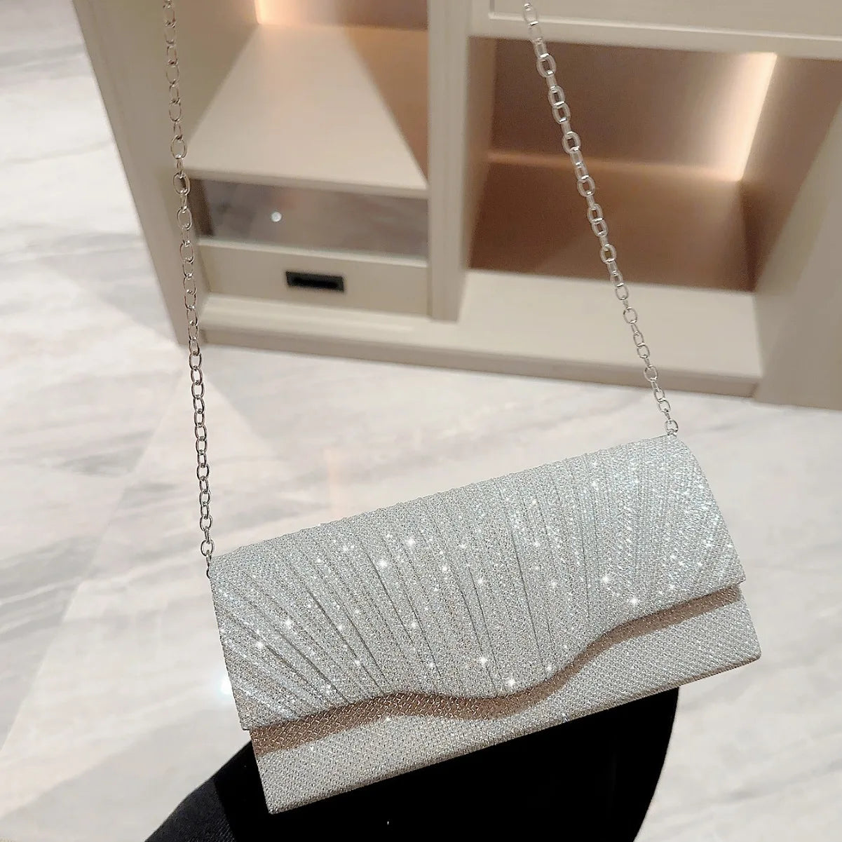 Beautiful Elegant Silver or Gold Clutch Bag