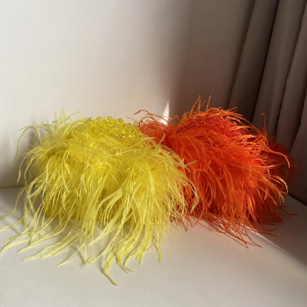 Kolorful Ostrich Feather Designer Bagz