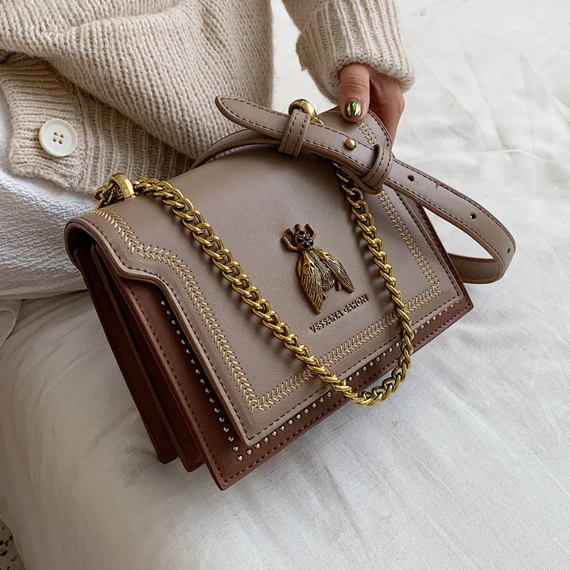 Kolorful Bee Design Crossbody Chain Strap Designer Purse