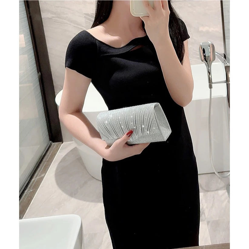 Beautiful Elegant Silver or Gold Clutch Bag