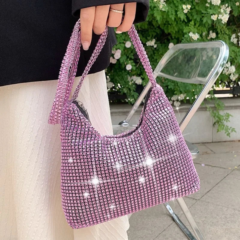 Purple Multi Kolor Sparkly Chain Strap Purse