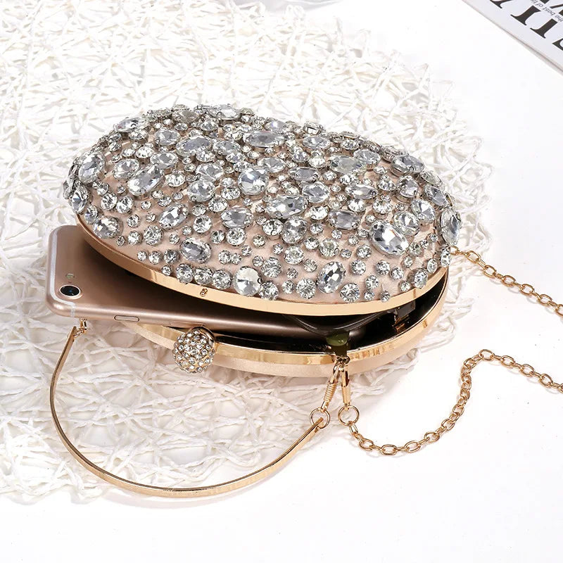 Luxury Crystal Silver Diamond Evening Bag