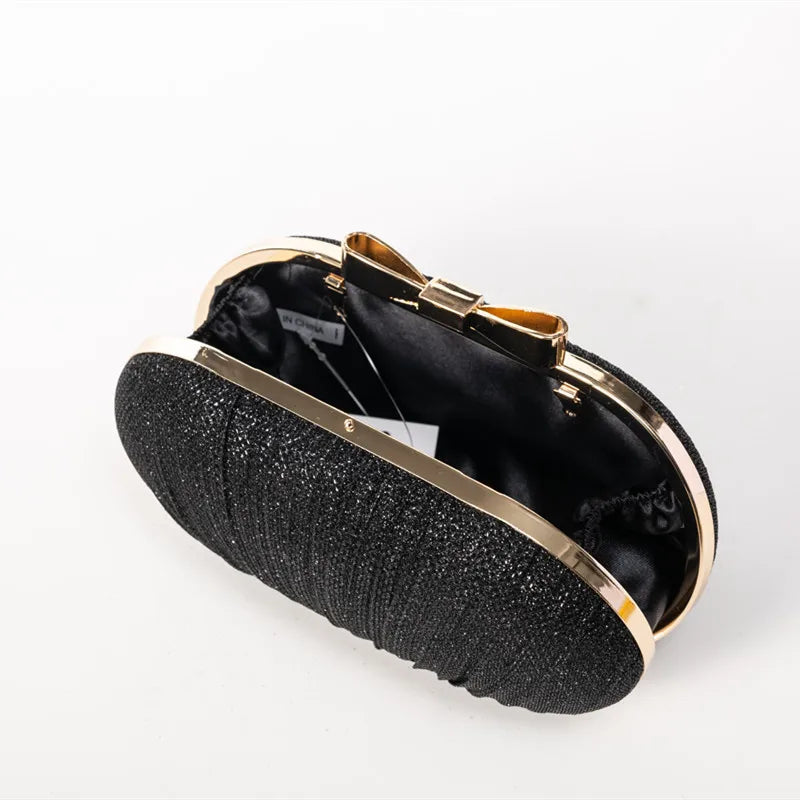 Elegant Shiny Metal Bow Buckle Hand Bagz