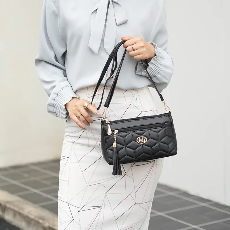 Kolorful Double Zipper Crossbody Purse