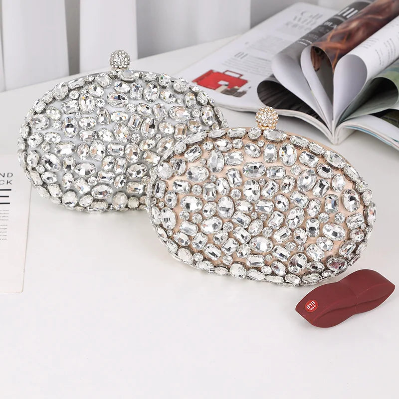 Luxury Crystal Silver Diamond Evening Bag