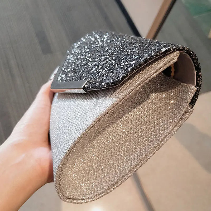 Glittery Black and White Formal Clutch Purse