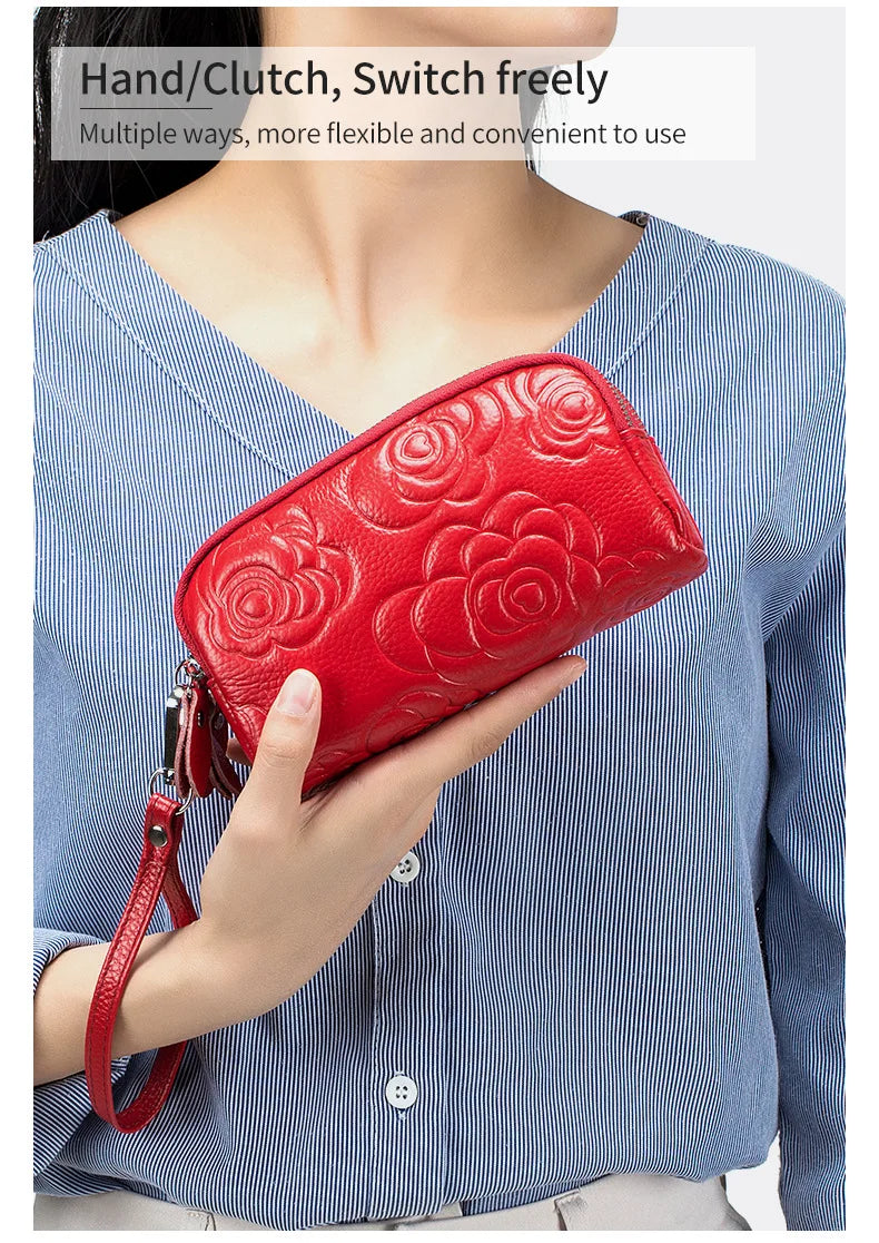 Floral Genuine Leather Luxury Clutch Bag
