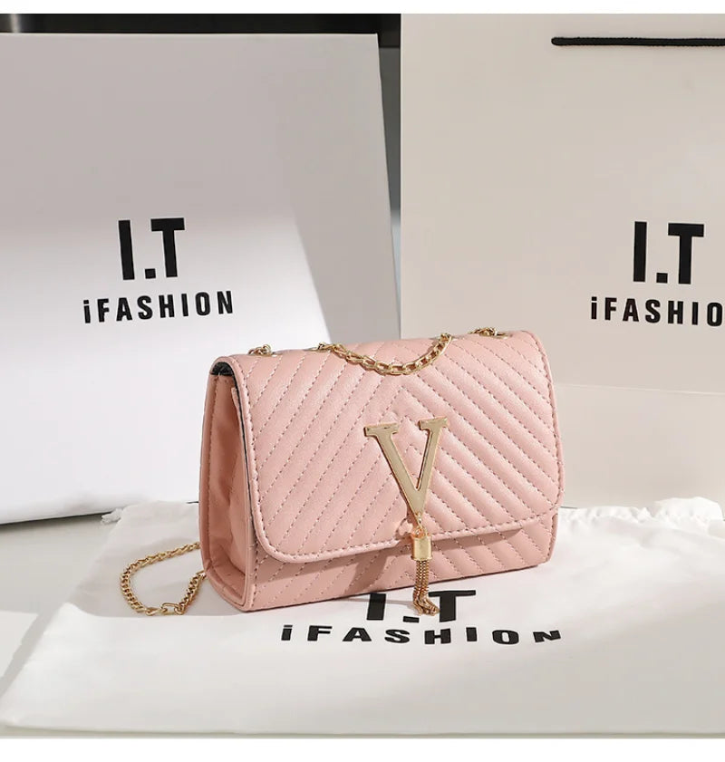 Kolorful V Small Crossbody Designer Chain Strap Bagz