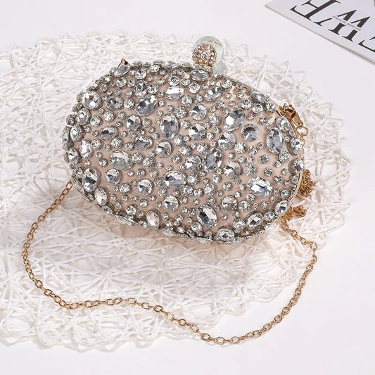 Luxury Crystal Silver Diamond Evening Bag