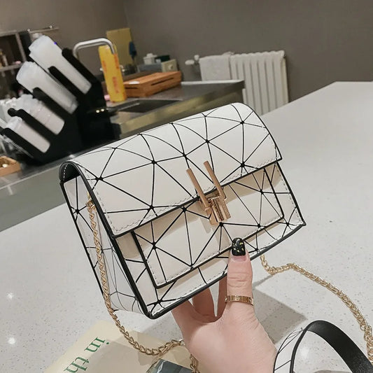 Designer Triangle Pattern Crossbody Purse