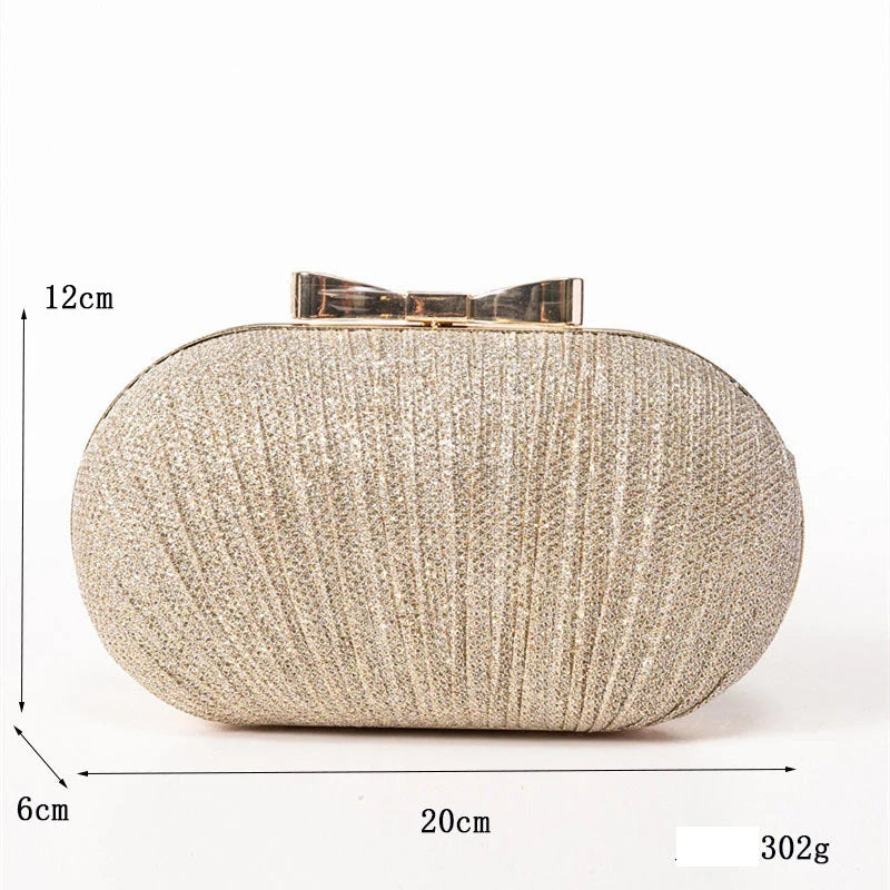 Elegant Shiny Metal Bow Buckle Hand Bagz