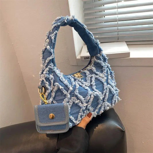 Small Denim Designer Hobo Bagz