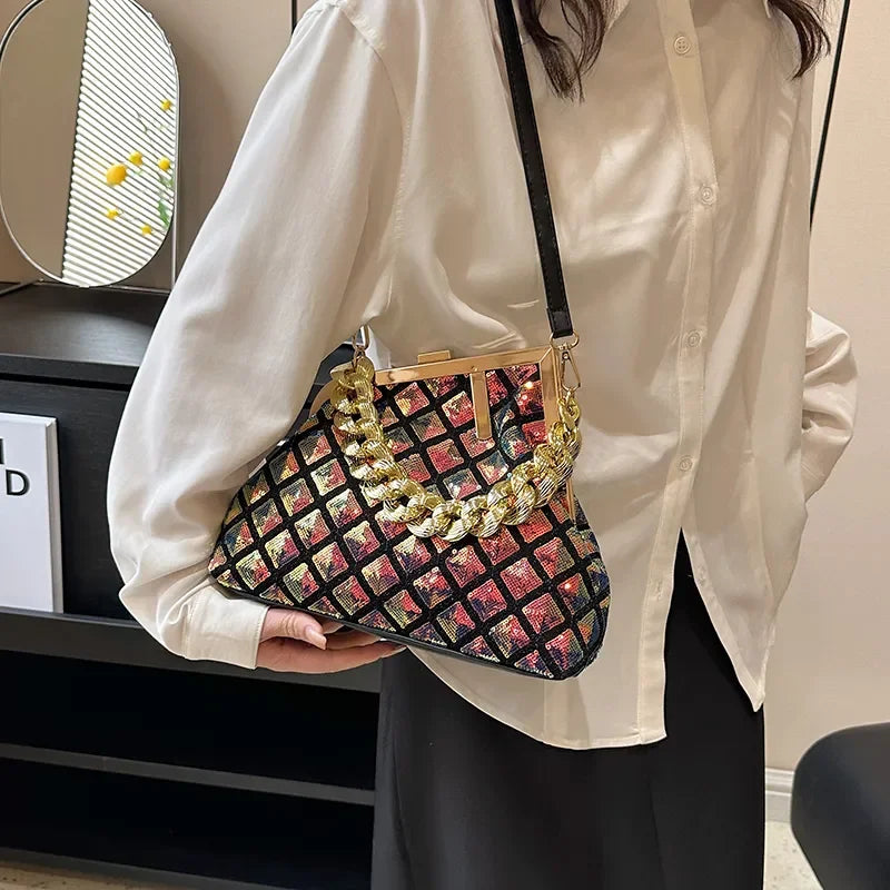 Kolorful Geometric Satchel Sequin Bagz